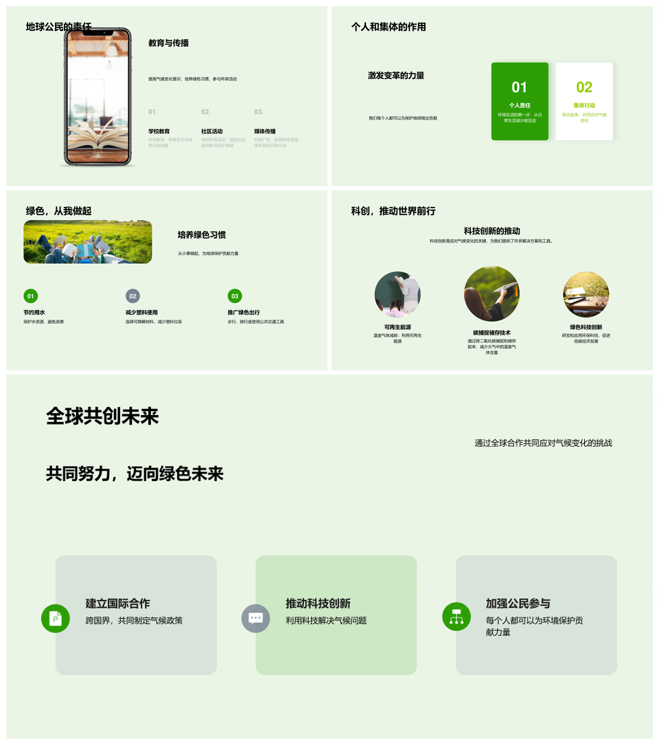 全球气候变迁环保行动应对温室效应极端天气PPT模板