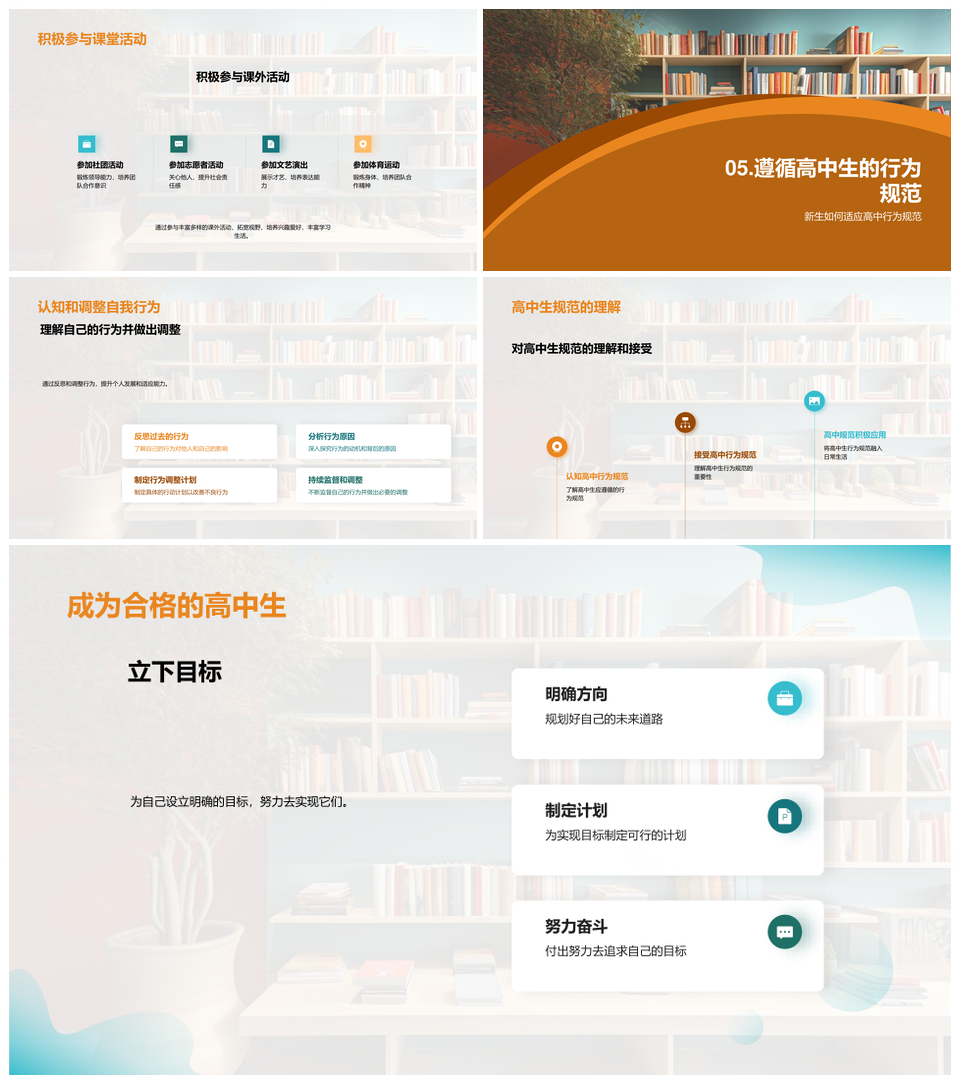优秀高中生自律成长规范行为爱护校园PPT模板