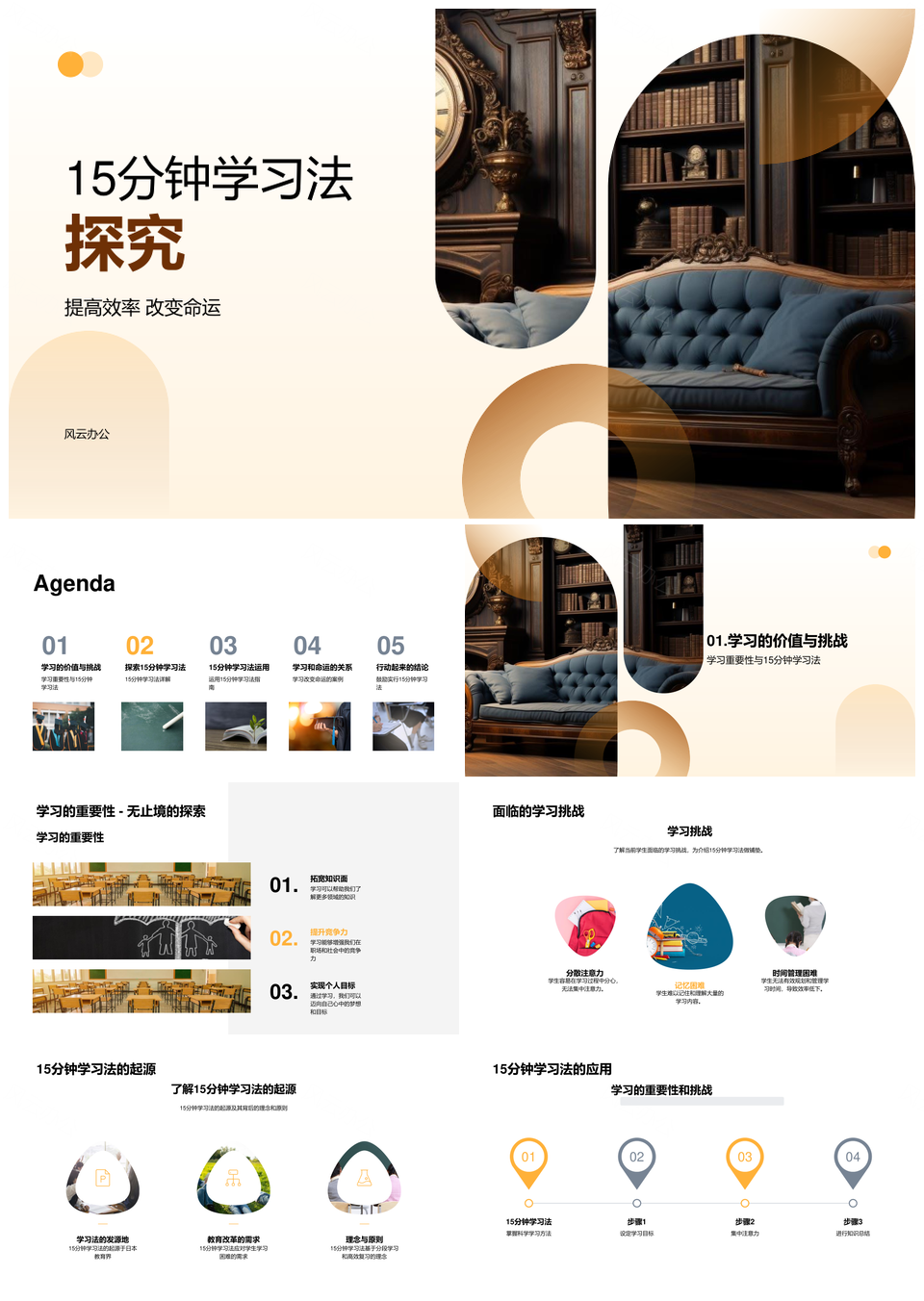 15分钟学习法高效改变命运实践PPT模板