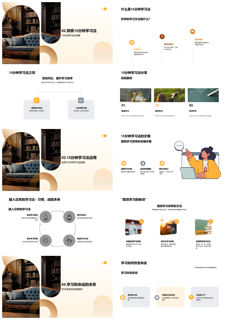 15分钟学习法高效改变命运实践PPT模板