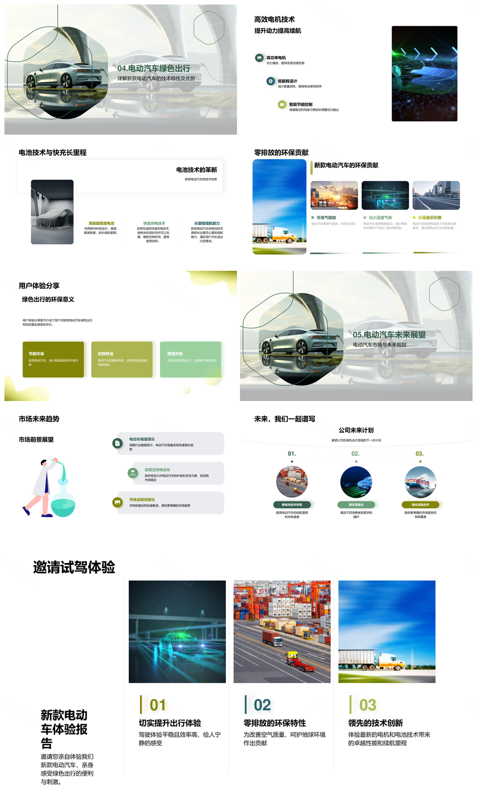 电动汽车技术驱动全球环保出行实践PPT模板