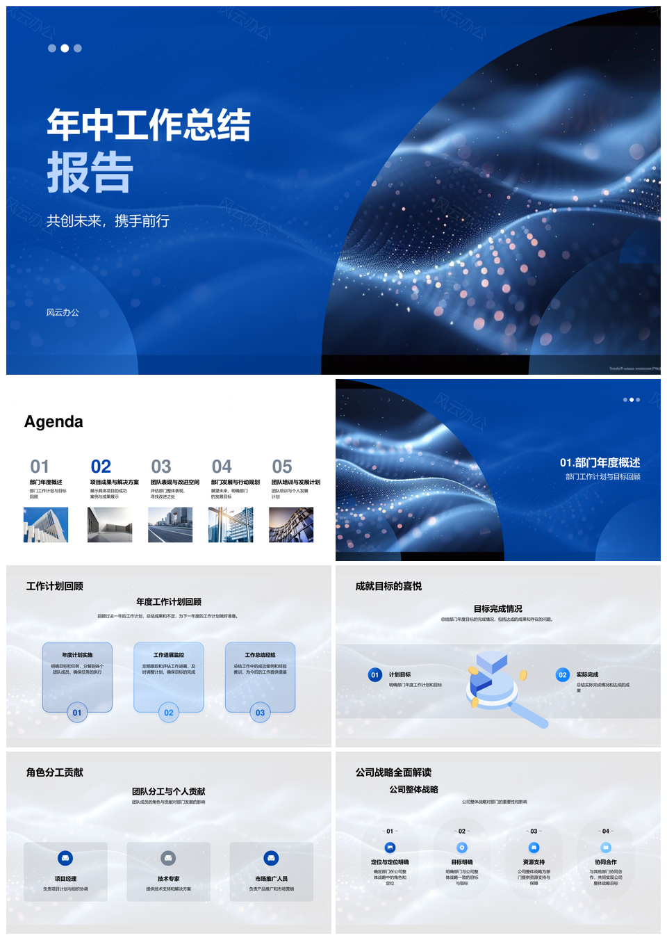 部门年中工作总结战略案例评估规划PPT模板