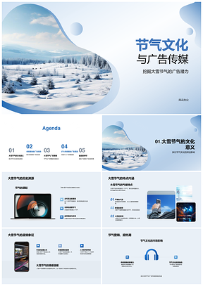 大雪节气传统媒体广告策略与雪花营销PPT模板