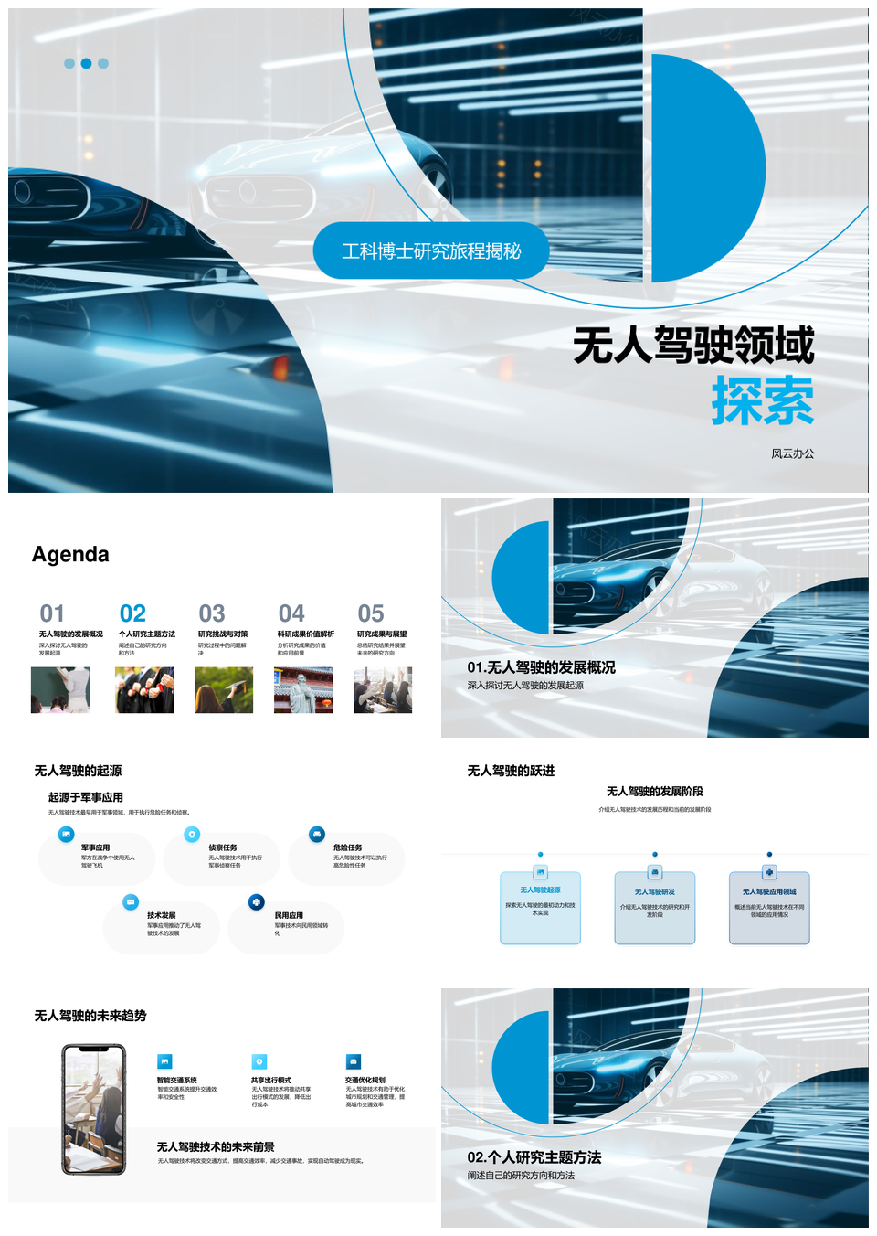 无人驾驶技术发展挑战与趋势研究PPT模板