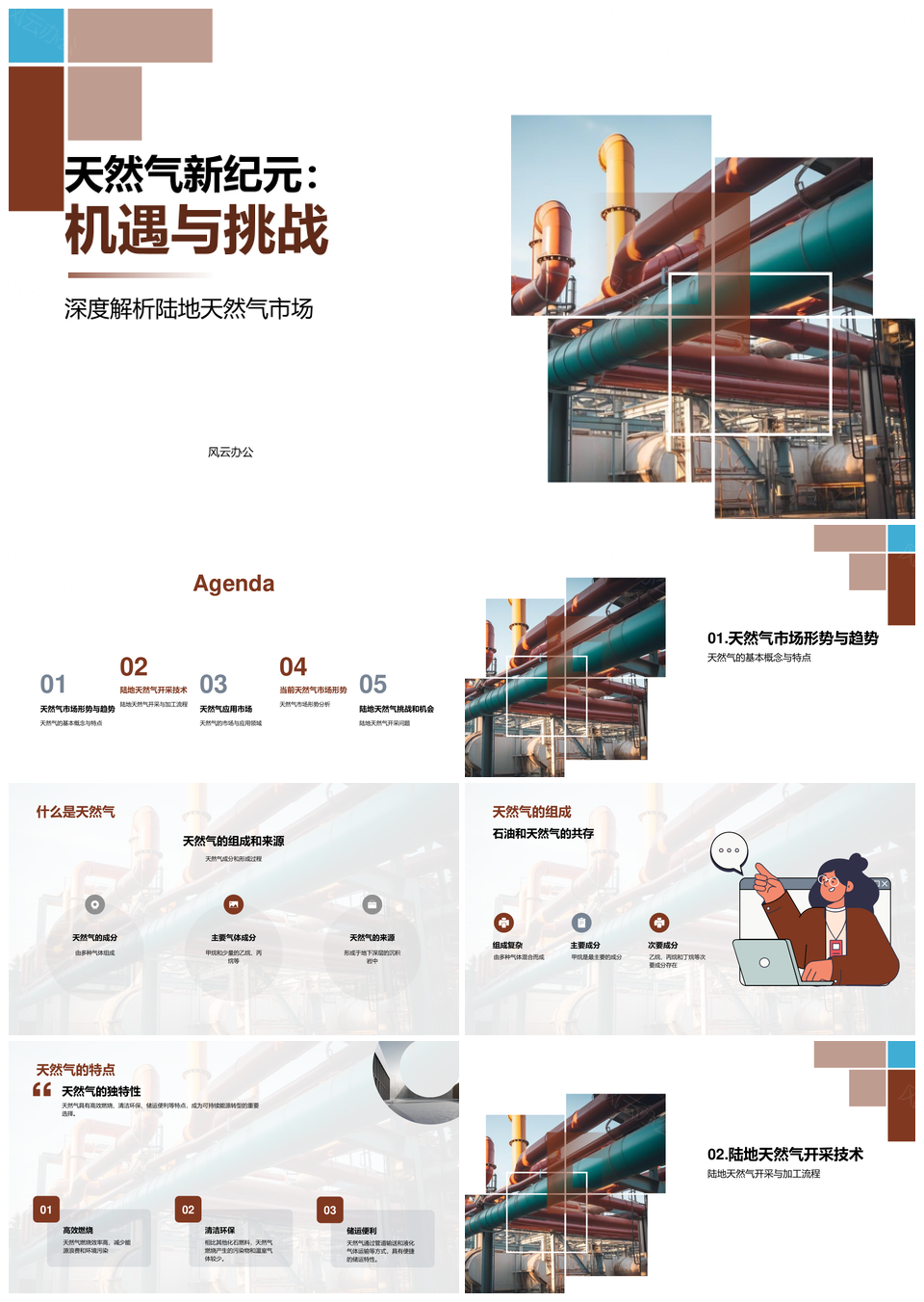 天然气陆地开采管道挑战机遇市场增长分析师培训PPT模板