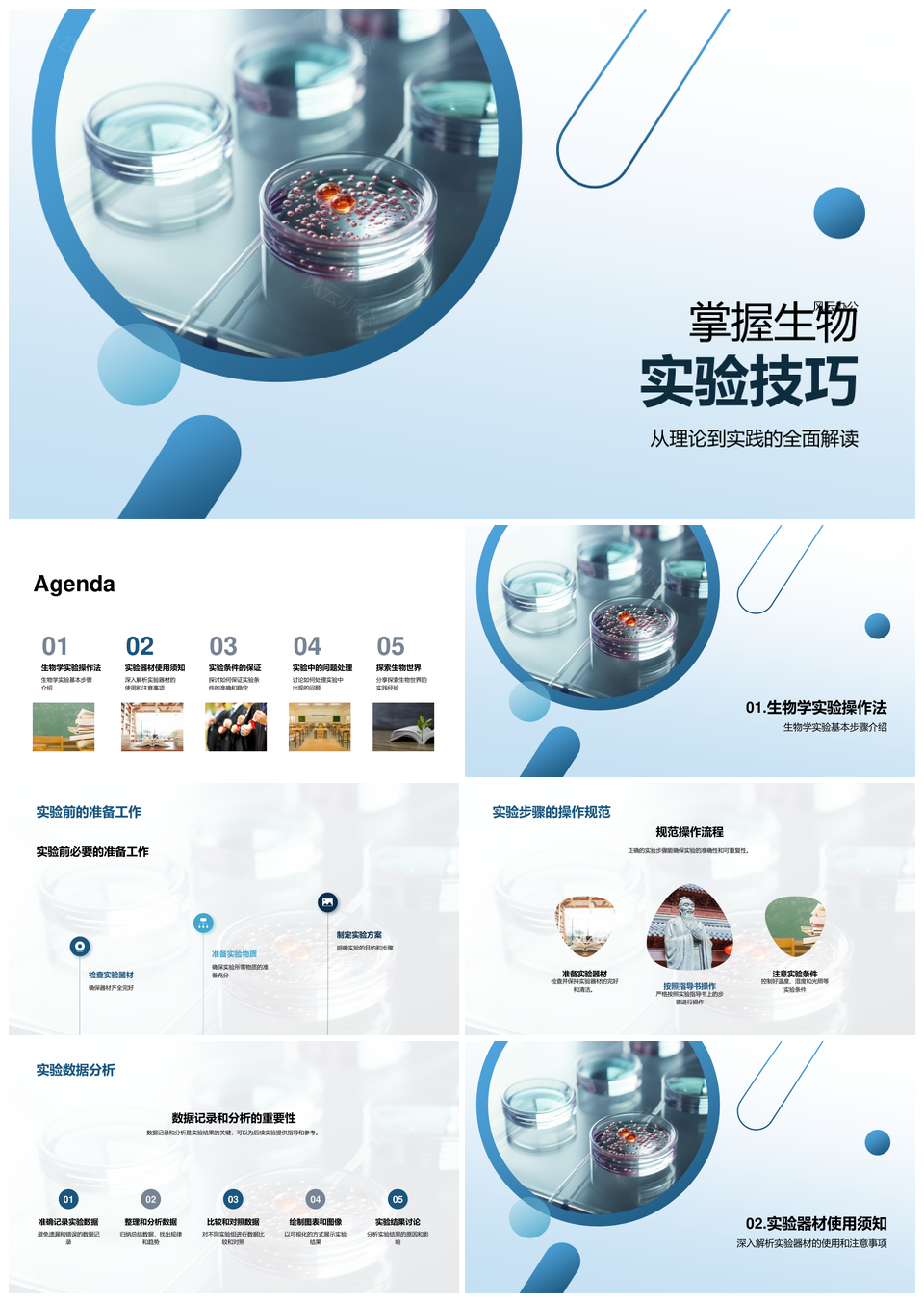生物实验规范操作安全器材使用数据分析PPT模板
