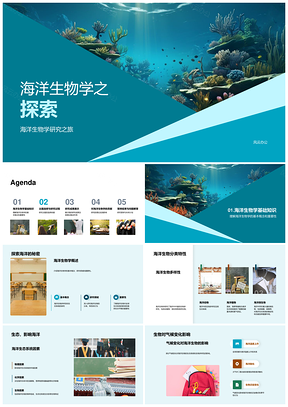 海洋生物毕业答辩研究珊瑚礁气候变化PPT模板