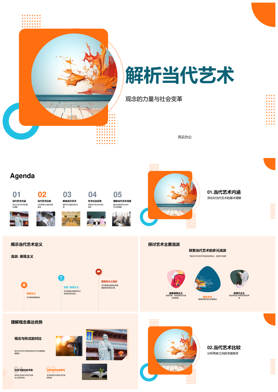 当代艺术观念教育流派社会变革解析PPT模板