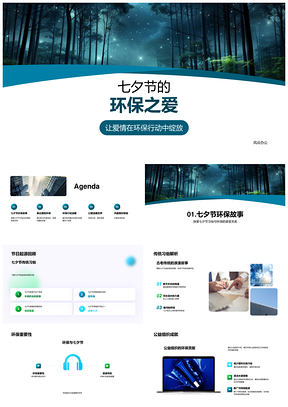 七夕公益环保爱行动护竹林PPT模板