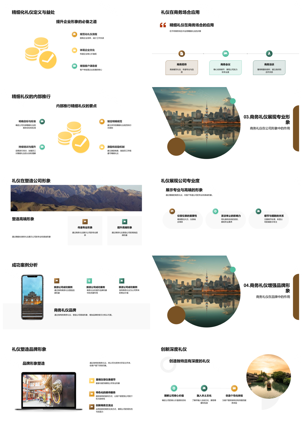 商务礼仪精细化与旅游品牌形象构建PPT模板