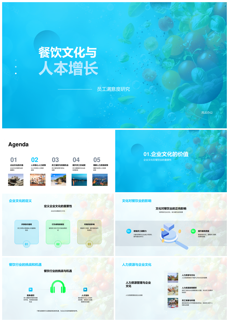 餐饮文化人本增长员工客户管理优化PPT模板
