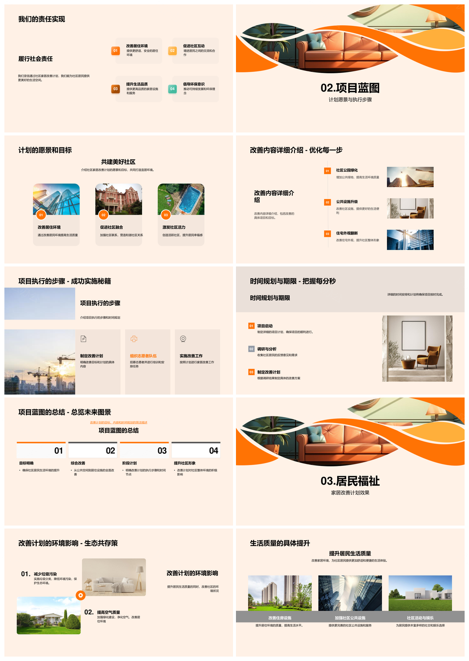 社区共建家居改善提升生活品质PPT模板