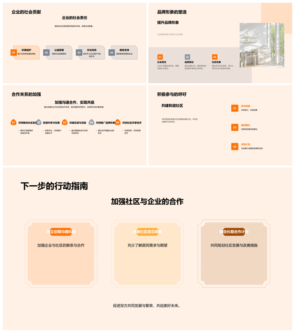 社区共建家居改善提升生活品质PPT模板