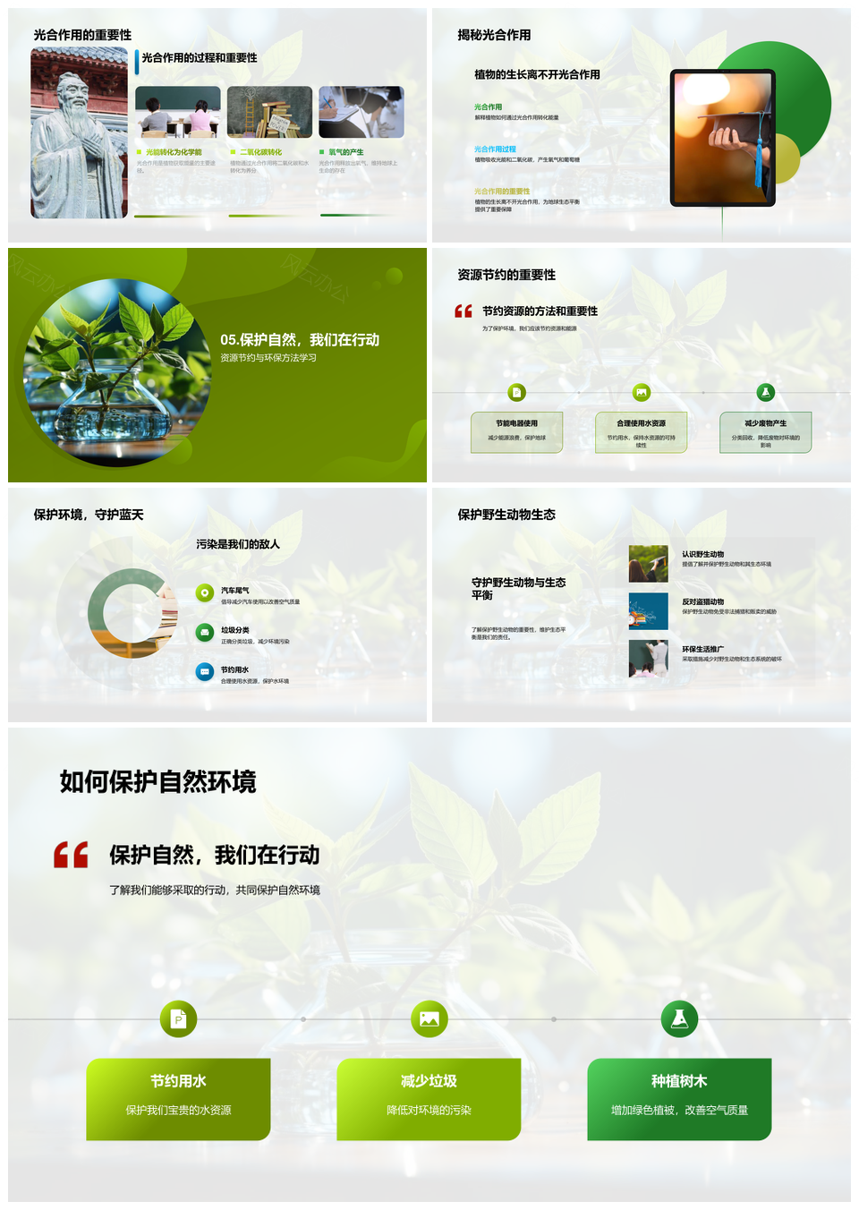 科学探秘自然三态能量水光守护绿色家园PPT模板