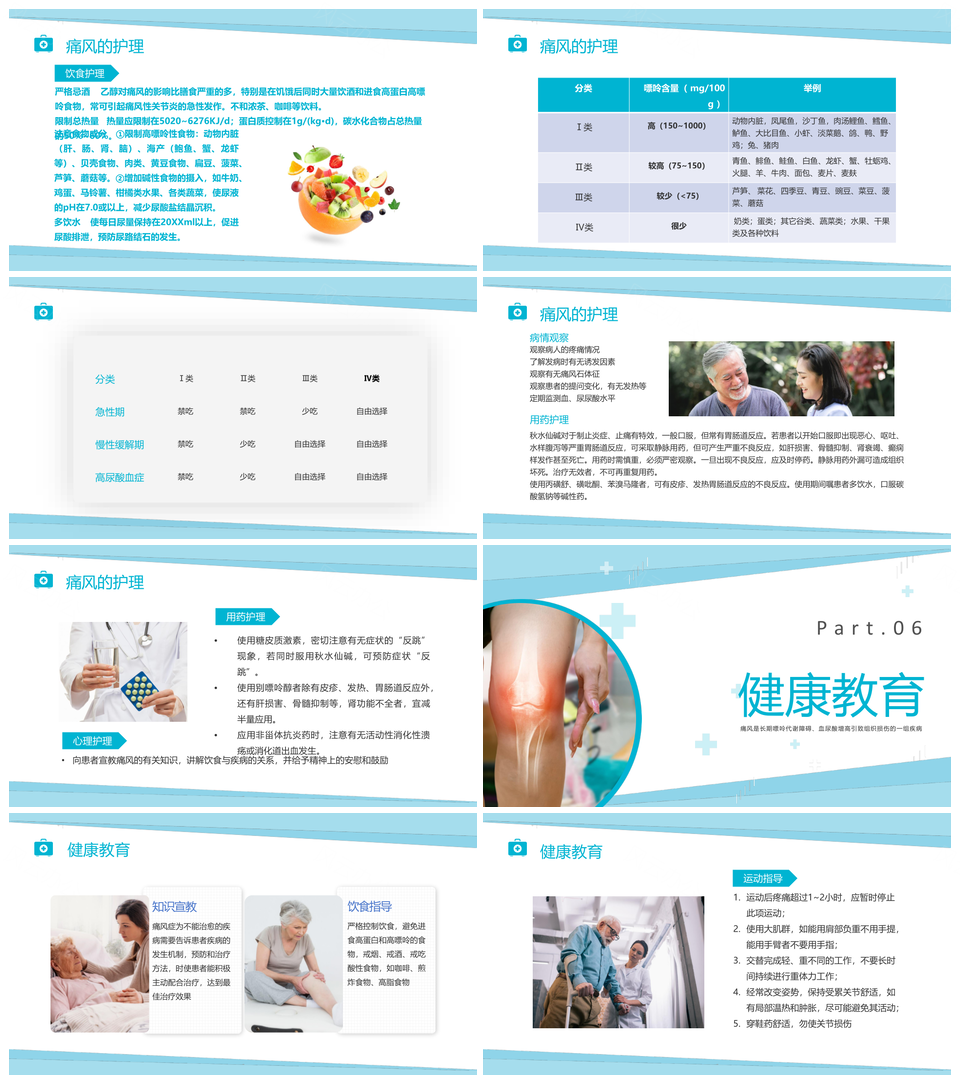 商务蓝实拍痛风关节炎护理医疗培训健康宣教PPT模板