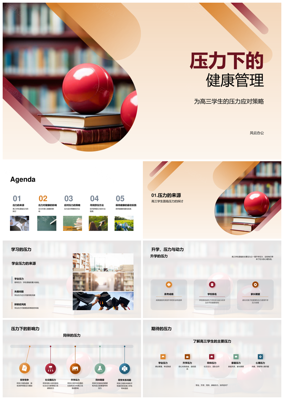 高三学生多重压力应对健康管理策略PPT模板