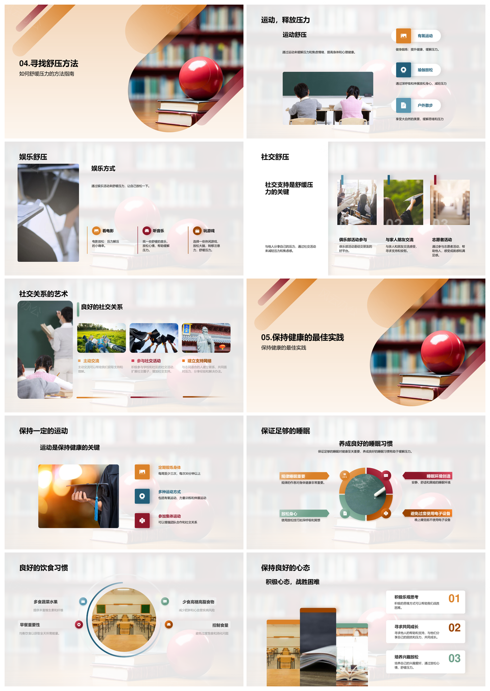 高三学生多重压力应对健康管理策略PPT模板