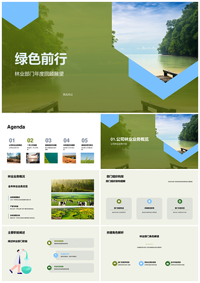 林业部门绿色前行年度工作成就挑战策略PPT模板