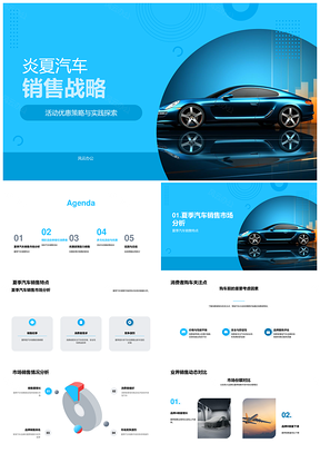 夏季汽车销售战略展试驾优惠跑车热销PPT模板
