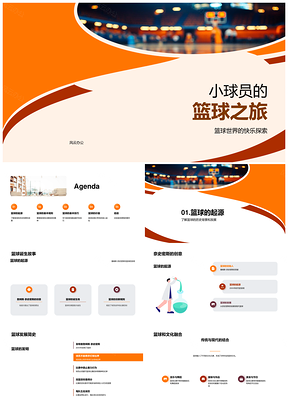 小球员学篮球起源规则练合作技巧PPT模板