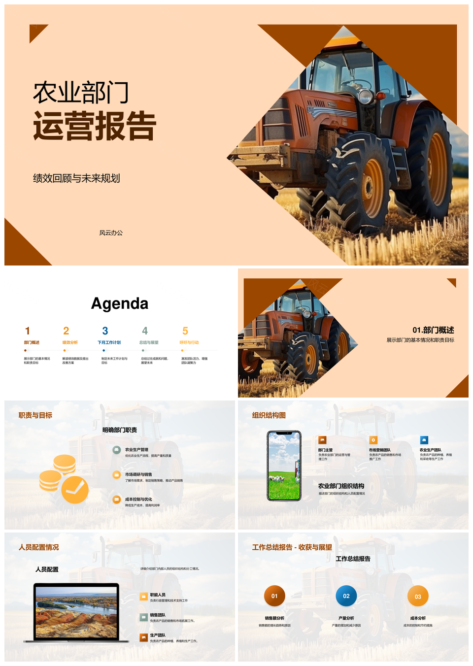 农业经理绩效回顾与未来规划麦田团队改进PPT模板