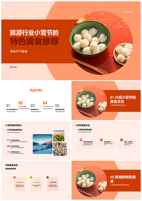 小雪旅游节气传统美食汤圆习俗文化PPT模板