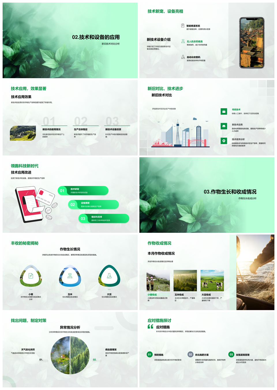 农业新技术气候影响作物生长收成月报PPT模板