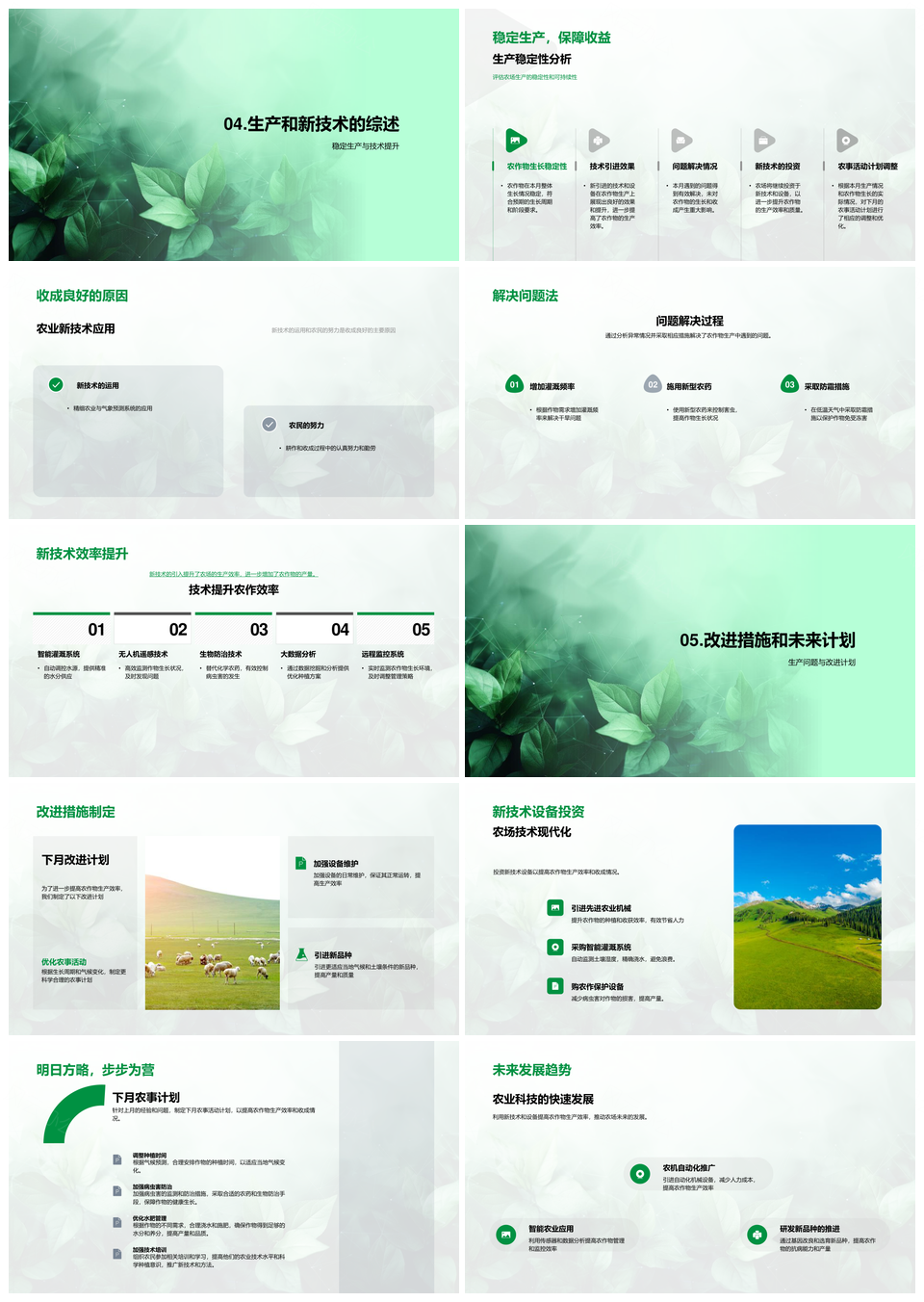 农业新技术气候影响作物生长收成月报PPT模板