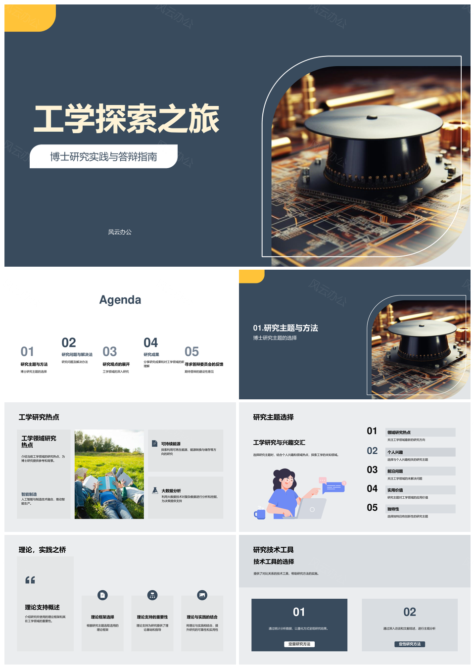 工学研究方法数据模型构建毕业探索PPT模板