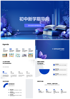 初中新学期学习目标态度习惯自我激励管理挑战成才导向PPT模板