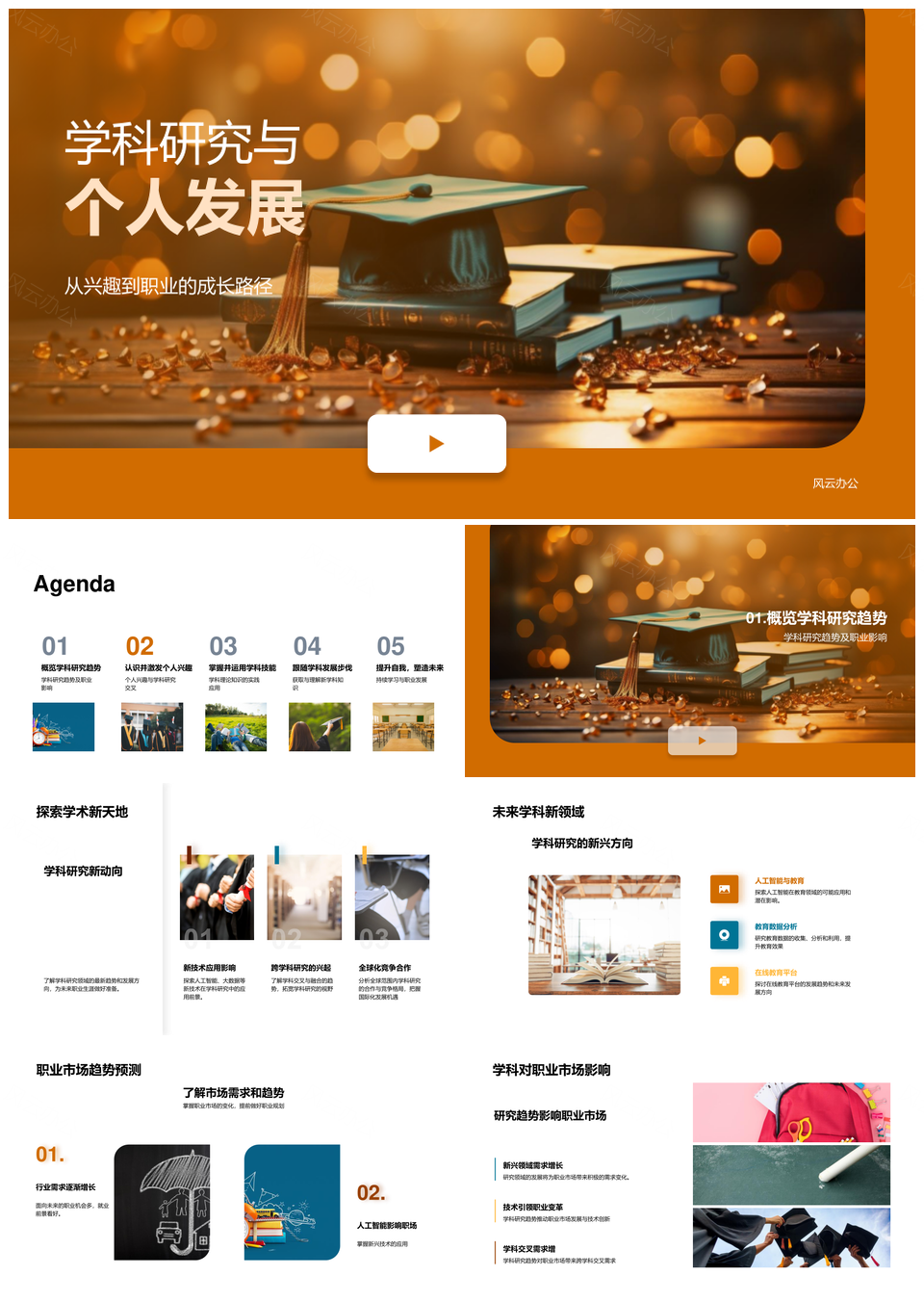 学科趋势技能应用与职业发展交汇PPT模板