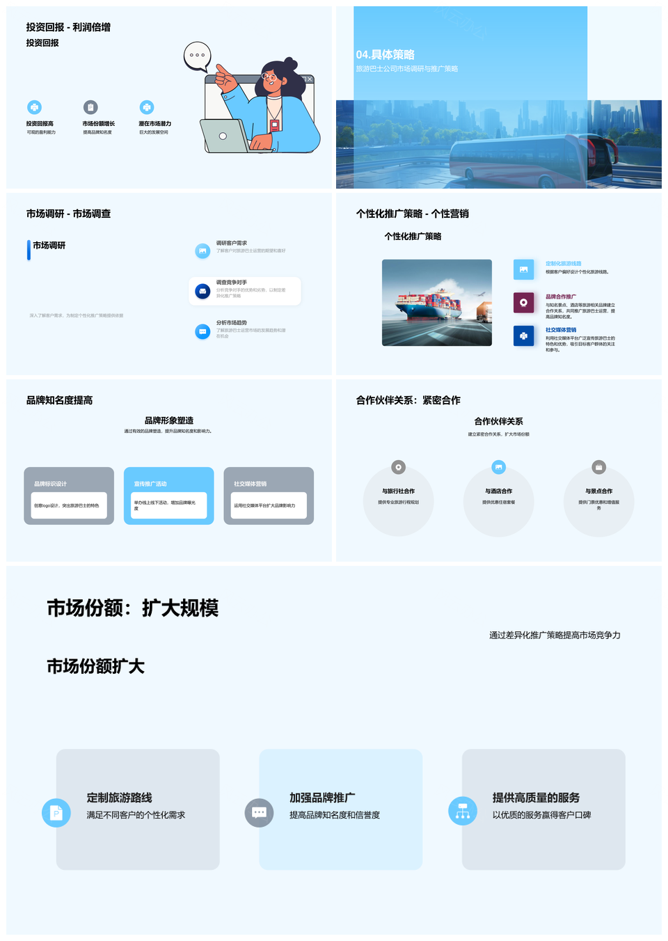 旅游巴士市场调研营销策划破局竞争差异化PPT模板