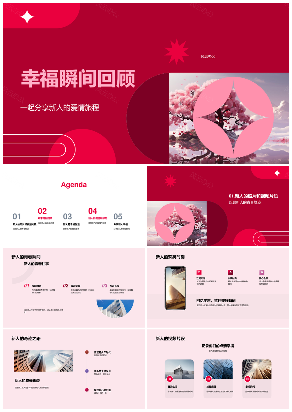 新人爱情成长旅程青春旅行婚典幸福视频PPT模板