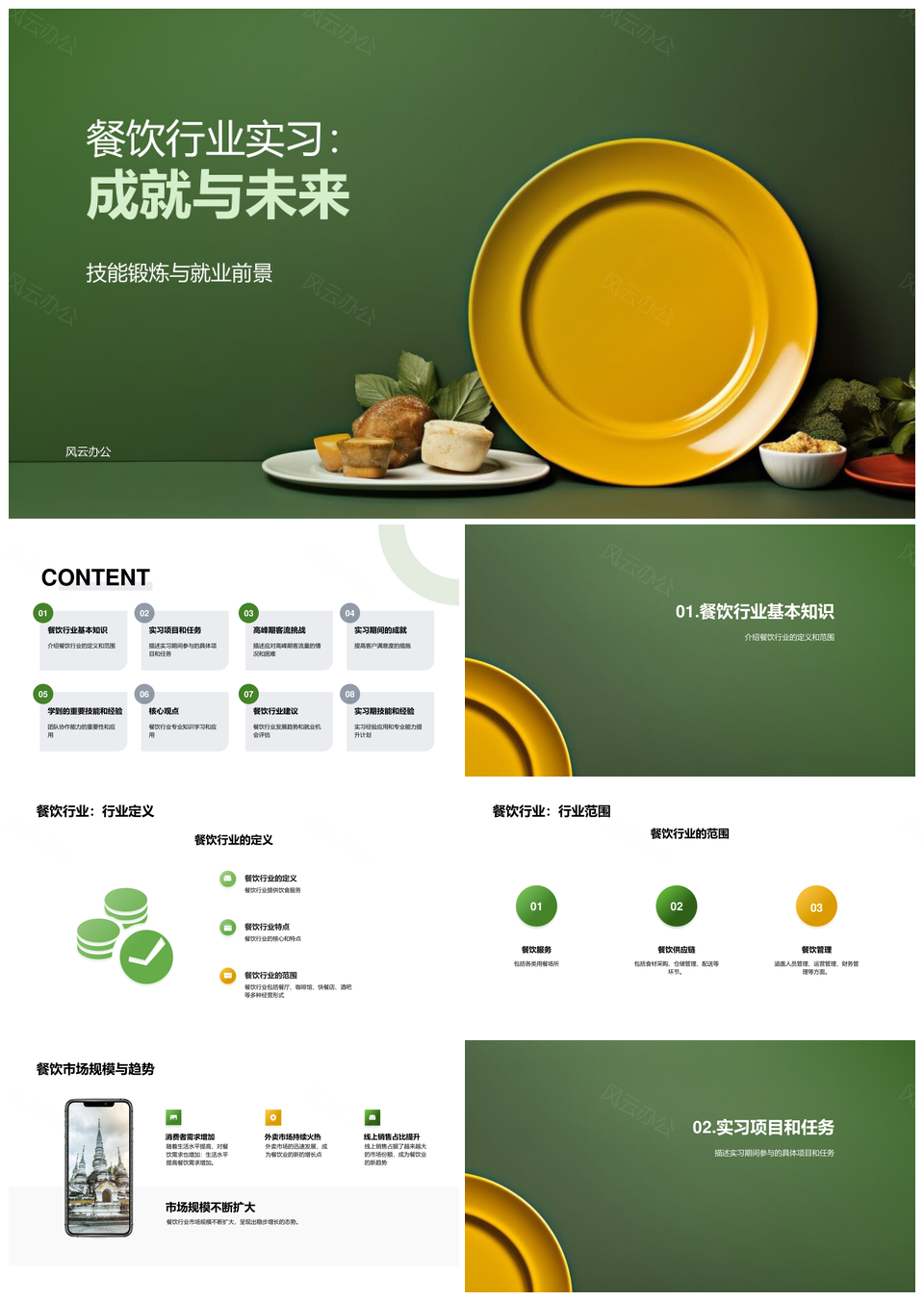 餐饮实习成果与展望导师主管行业趋势餐品模式PPT模板