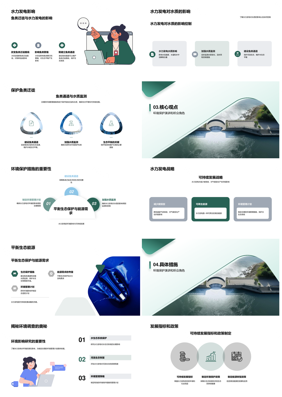 水力发电保护生态创造可持续未来PPT模板