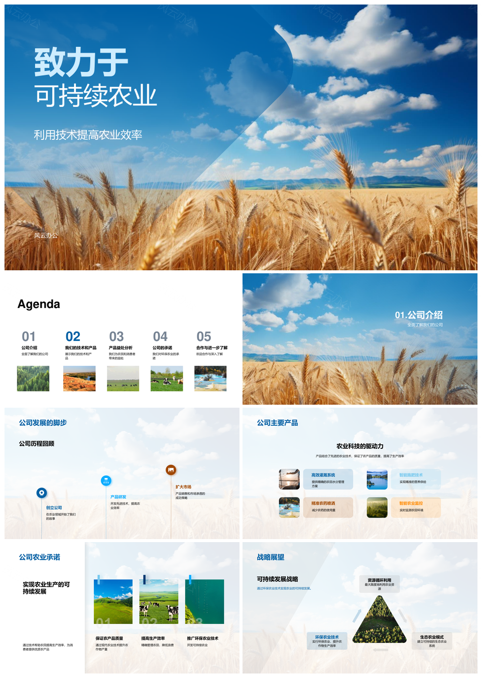 可持续农业技术增效农博会专家客户伙伴麦田PPT模板
