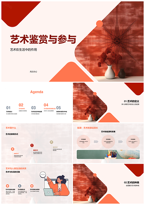 艺术鉴赏参与种类启程画笔技能世界观塑造PPT模板