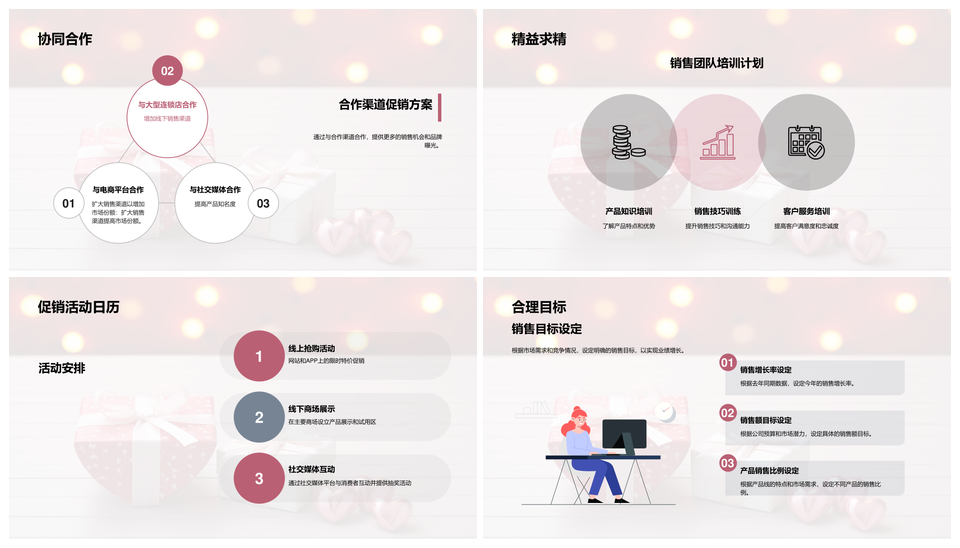 情人节电子心礼双渠道营销提升业绩PPT模板