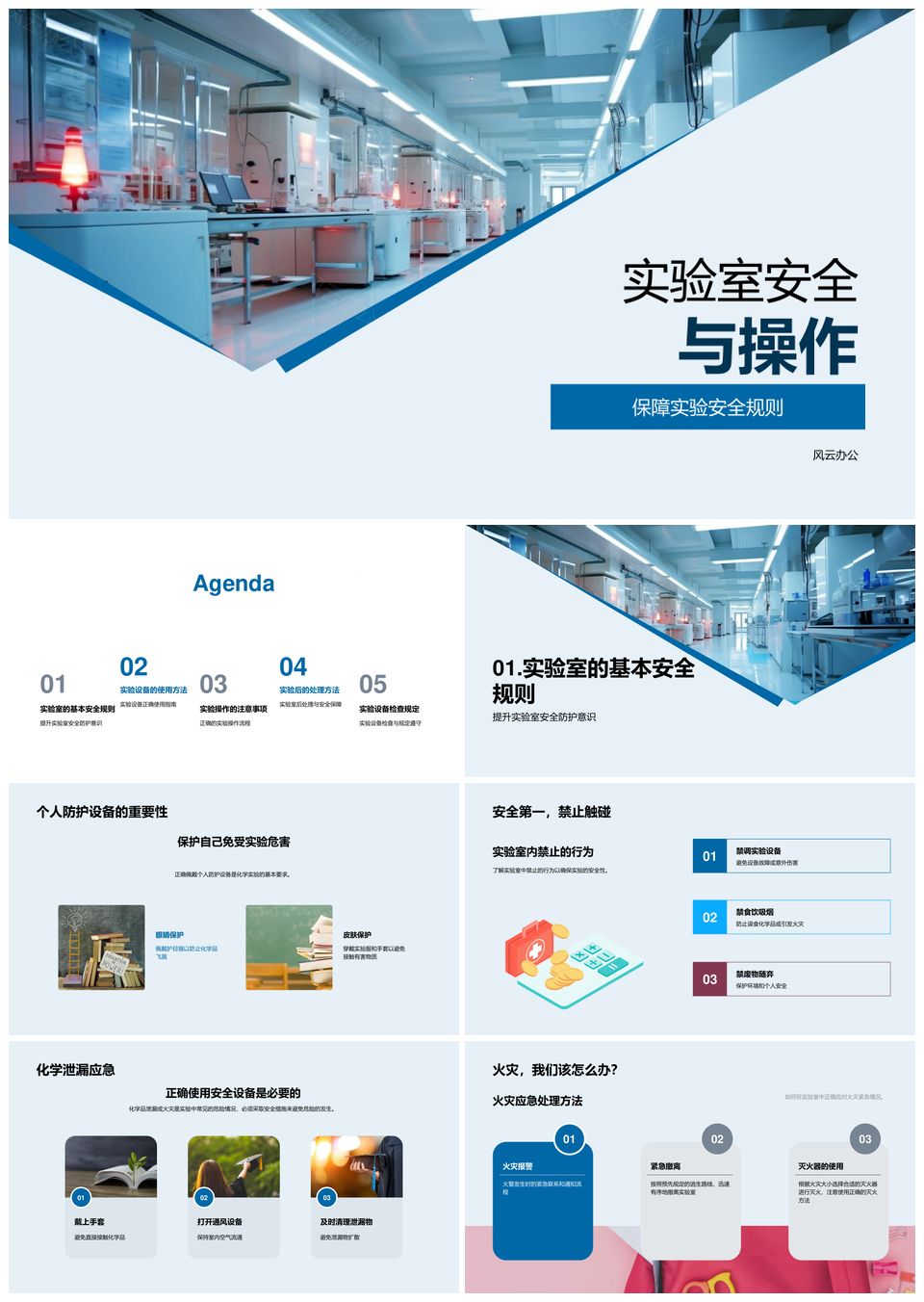 实验室安全操作规则设备应急与准备保障PPT模板