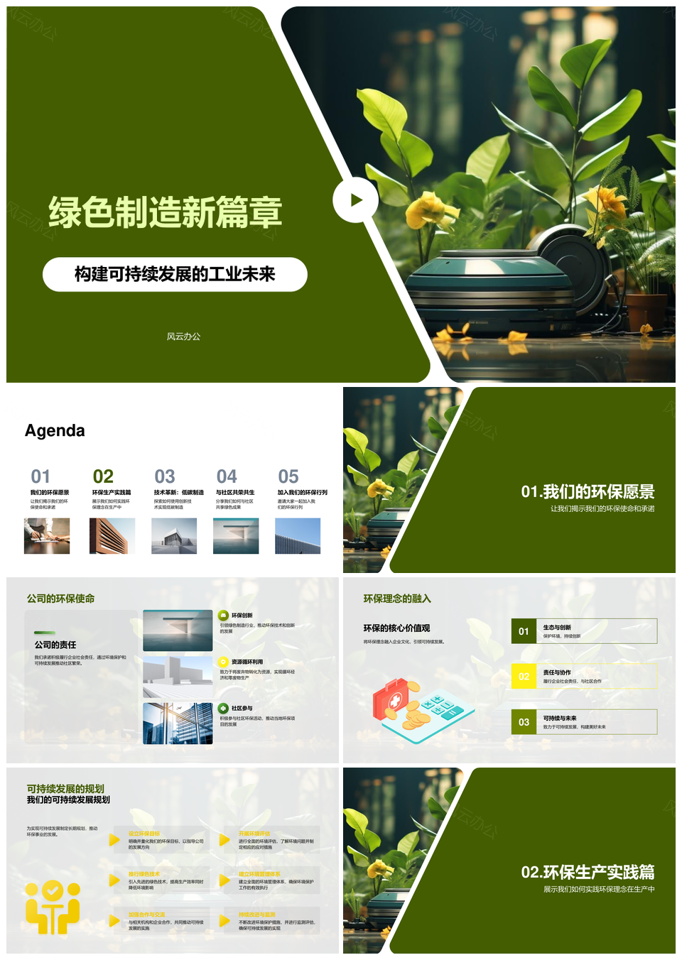 绿色制造可持续生态循环零废低碳PPT模板