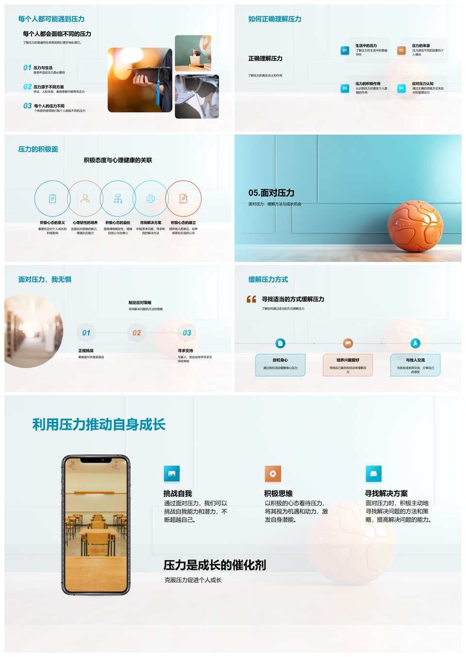 心理健康压力应对与调适方法PPT模板