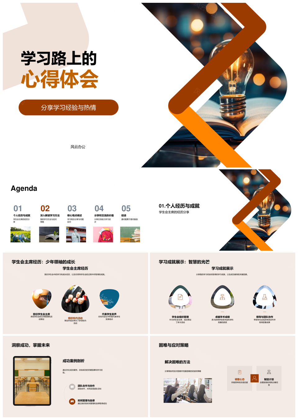 学生会主席学习成长路成就案例策略方法资源荐书PPT模板