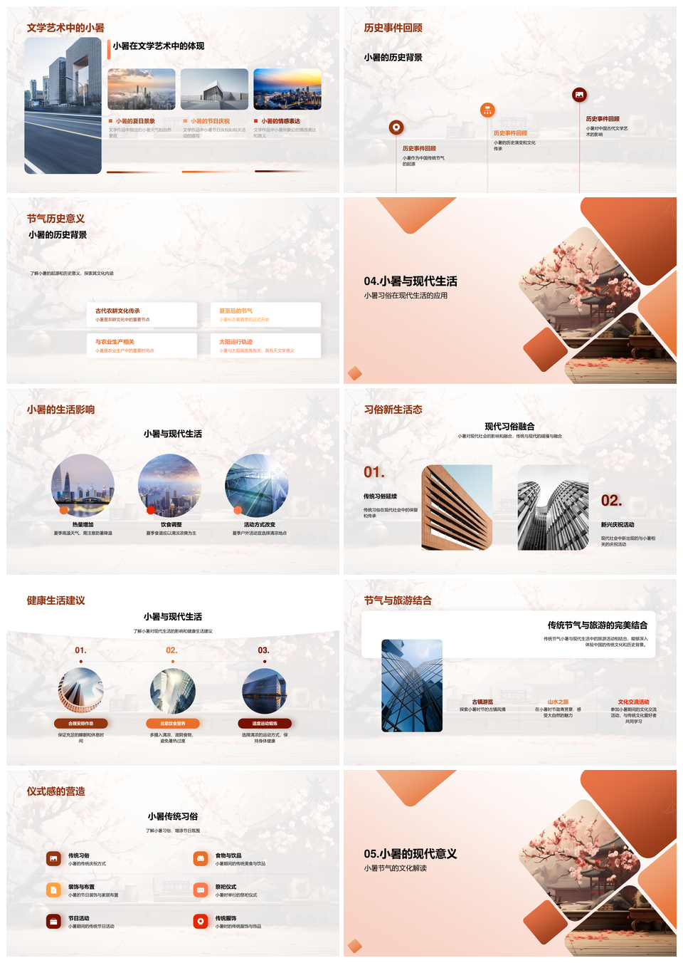 小暑节气历史渊源传统习俗PPT模板