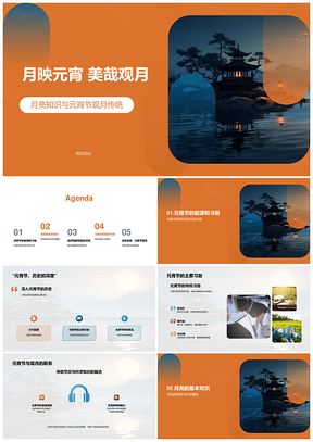 元宵观月习俗与月亮知识PPT模板