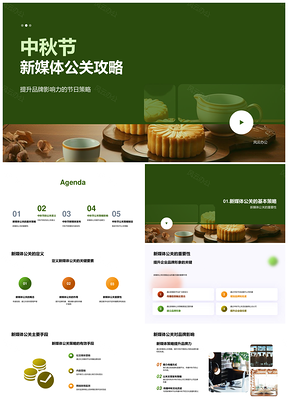 中秋品牌新媒体公关策略历史文化月饼活动PPT模板