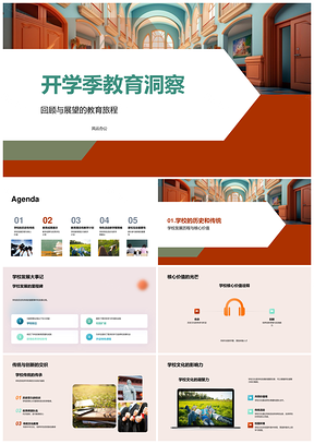 开学季学校文化教育成果与发展历程PPT模板
