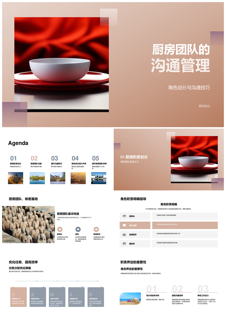 厨房团队沟通管理业务培训师厨师帽PPT模板