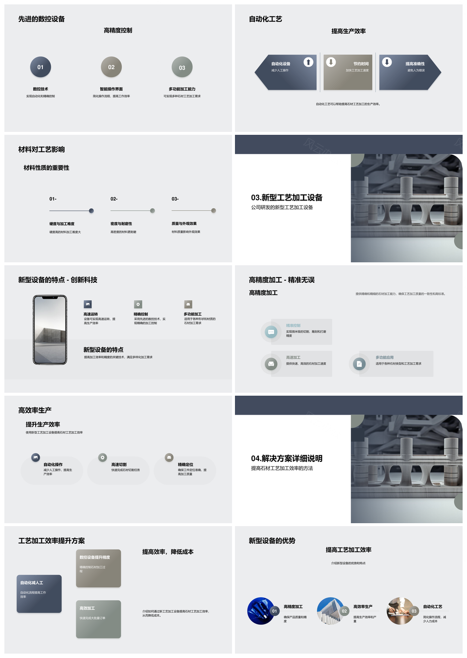 石材加工高效突破营销机械切割方案PPT模板