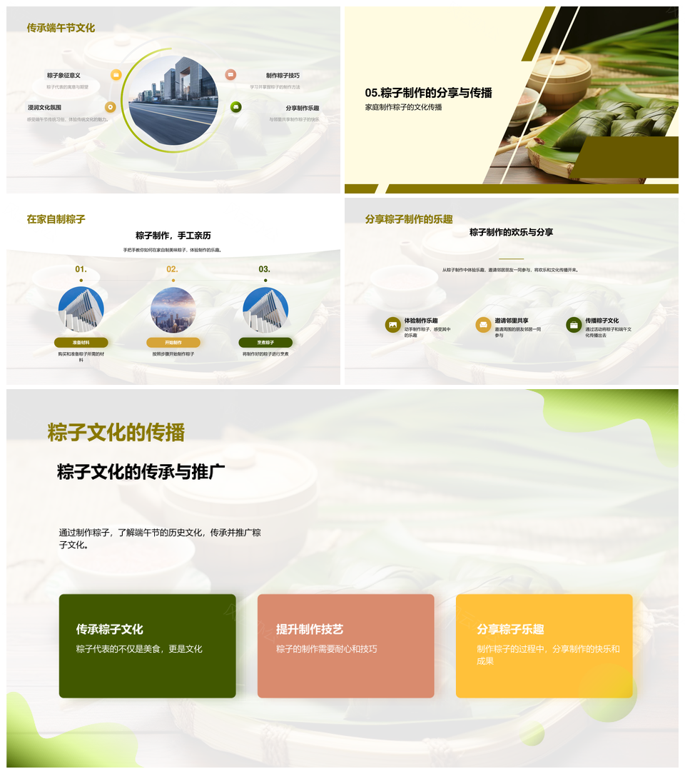 端午粽香传承历史技艺文化PPT模板