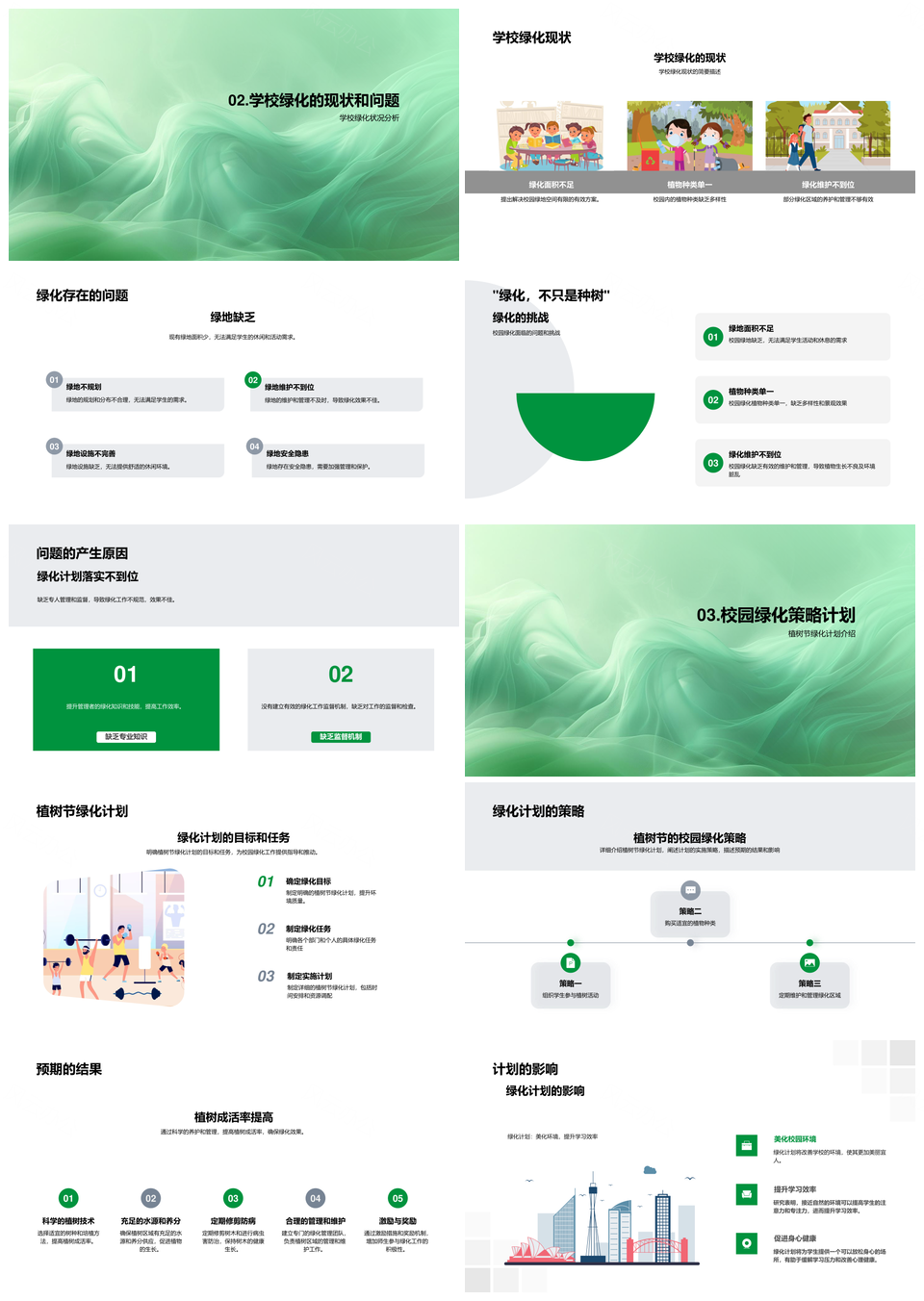 校园绿化植树节促学效健康环保PPT模板